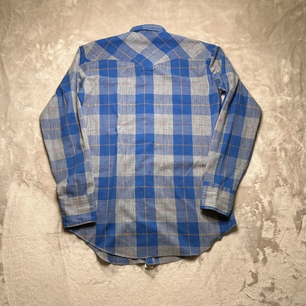 Vtg 60s H Bar C California Ranchwear Pearl Snap Shirt Mens 15 Plaid Western USA